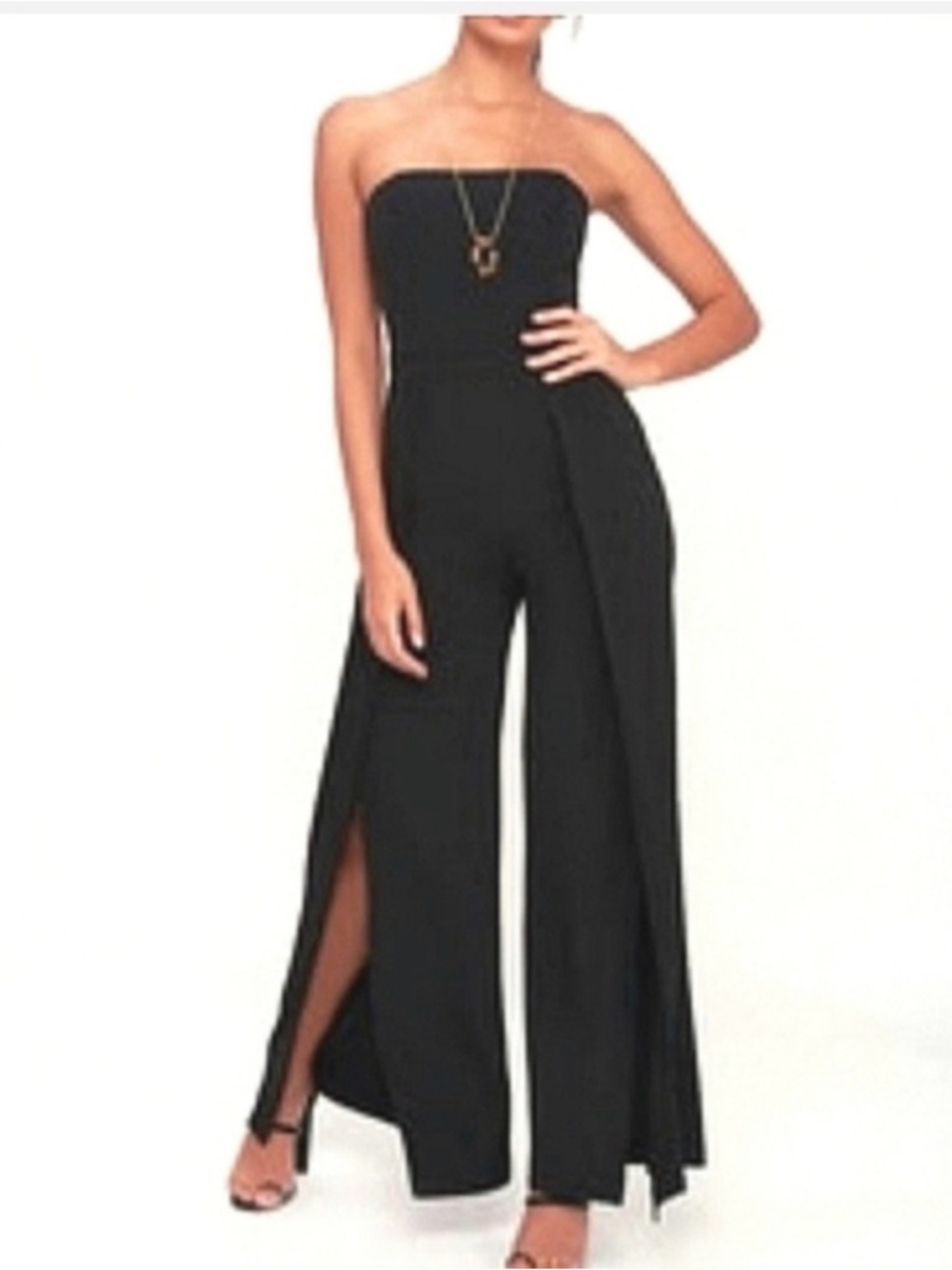 BB DAKOTA Strapless Black Wide-Leg Jumpsuit Size Small